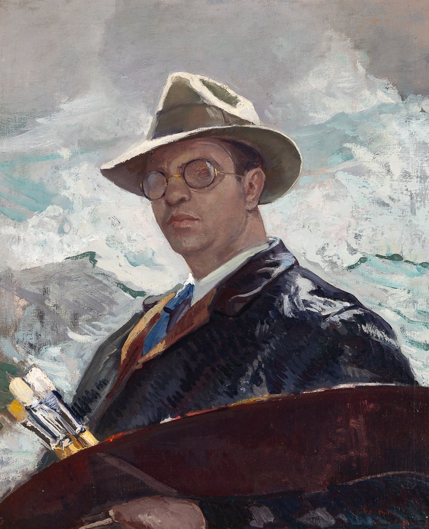 Abraham Bogdanove (Am. 1886-1946), "Self Portrait" Monhegan, Oil on canvas, framed (1 of 8)
