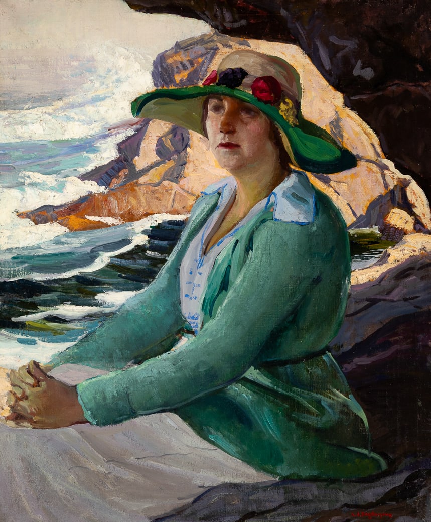Abraham Bogdanove (Am. 1886-1946), "Pearl" Monhegan, c. 1935-42, Oil on canvas, framed (1 of 8)