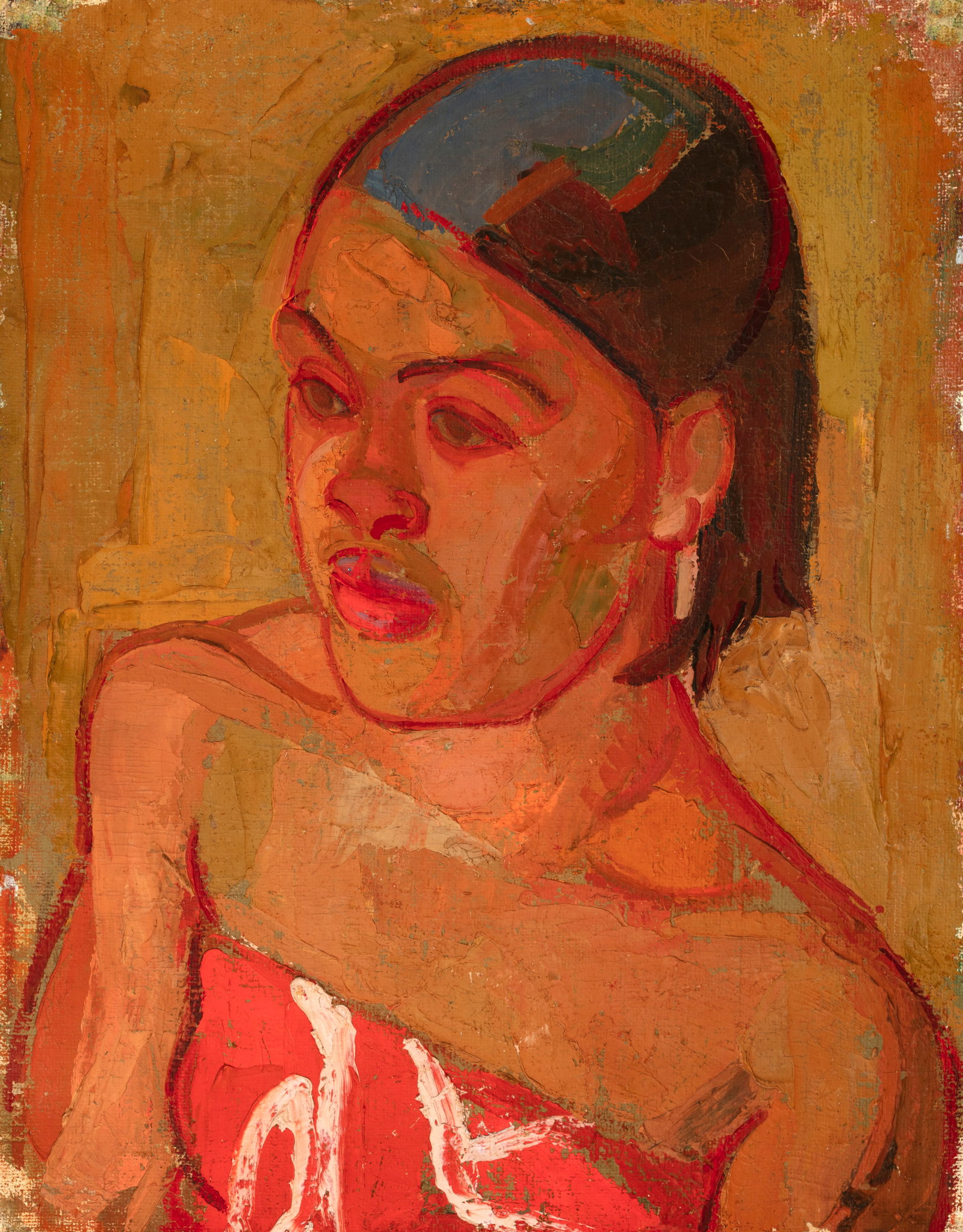 Madge Tennent (Am. 1889-1972), Woman in White and Hawaiian in Red Pareu, c. 1940-41