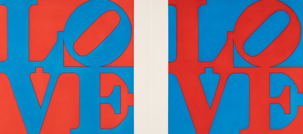 Robert Indiana (Am. 1928-2018), "Love, Blue/Red" and "Love, Red/Blue" 1991, Each: Etching with (1 of 9)