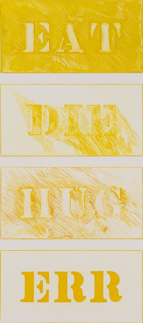 Robert Indiana (Am. 1928-2018), "American Dream" 1986, Etching, drypoint, and aquatint in color on: Robert Indiana (Am. 1928-2018) "American Dream" 1986 Etching, drypoint, and aquatint in color on Arches Cover paper, unframed Signed and dated in pencil l.r., titled in pencil l.l., editioned TP 1/