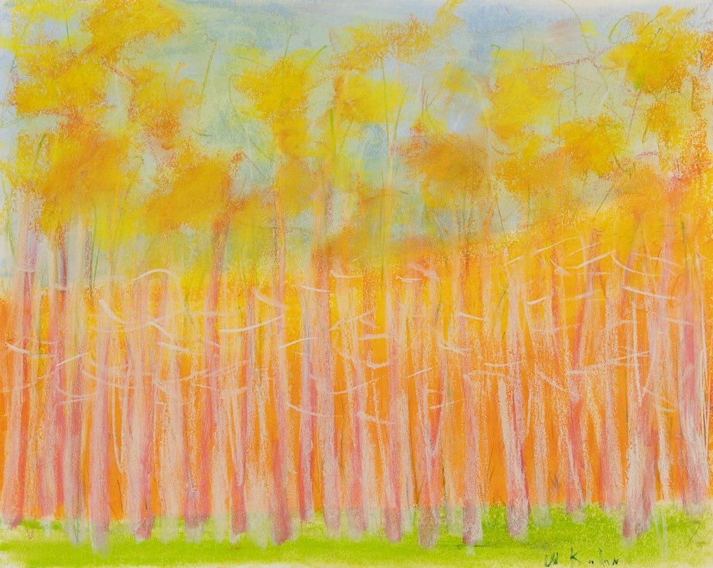 Wolf Kahn (Am. 1927-2020), Yellow Spring, Pastel on paper, framed under glass: Wolf Kahn (Am. 1927-2020) Yellow Spring Pastel on paper, framed under glass Signed l.r. 14" x 17" actual, 18 3/4" x 22" framed Provenance: Private collection