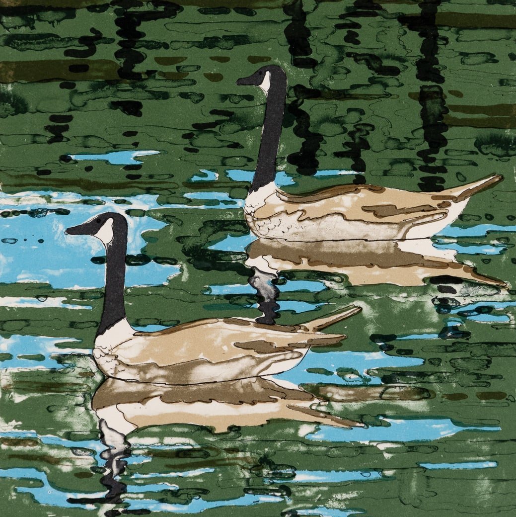 Neil Welliver (Am. 1929-2005), Canada Geese, c. 1978, Lithograph, framed under glass (1 of 5)