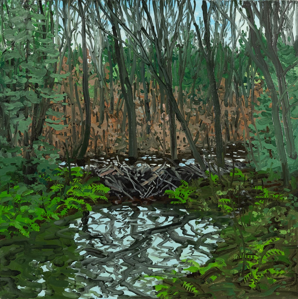 Neil Welliver (Am. 1929-2005), Beaver Dam, c. 1980, Oil on canvas, framed (1 of 5)