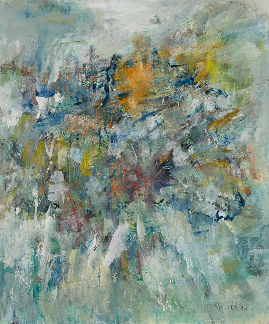 Frances Kornbluth (Am. 1920-2014), Sunrise in Fog, Acrylic on paper, framed under glass (1 of 5)