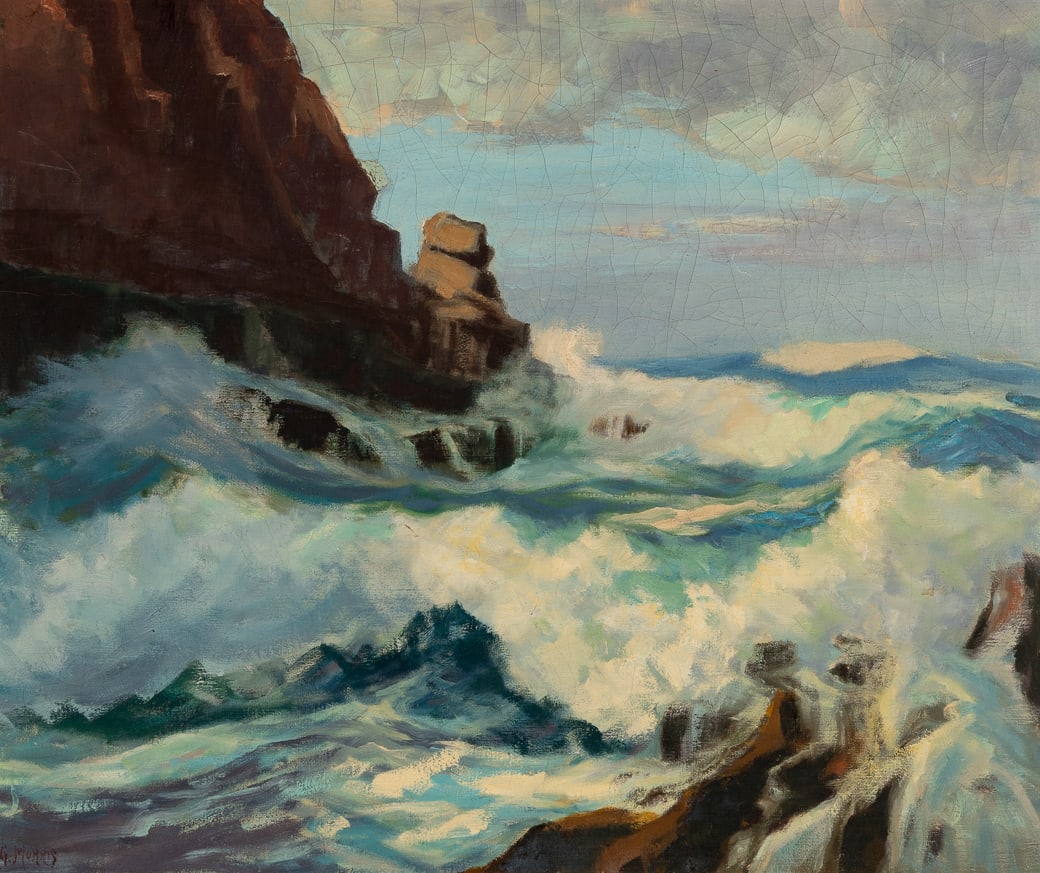 George North Morris (Am. 1915-1996), Devil's Pulpit, Bald Head Cliff (Ogunquit, Maine), Oil on (1 of 6)