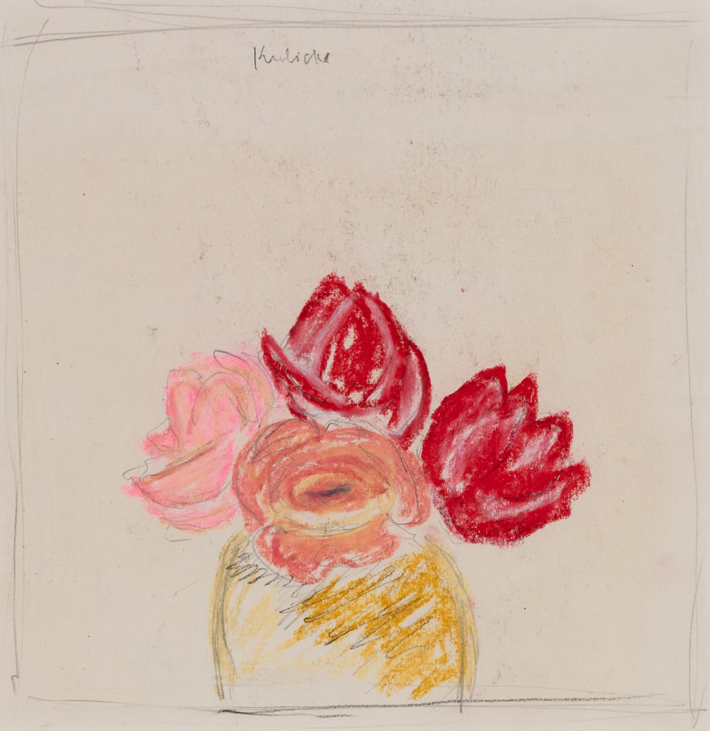 Robert Kulicke (Am. 1924-2007), Pink Roses , Mixed media, framed under glass (1 of 5)