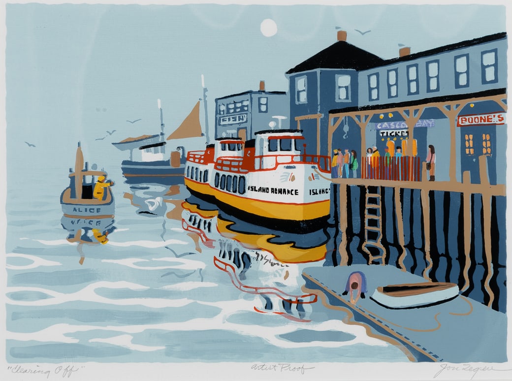 Jon Legere (Am. 1944-1996), "Clearing Off", Silkscreen on paper, framed under glass (1 of 5)