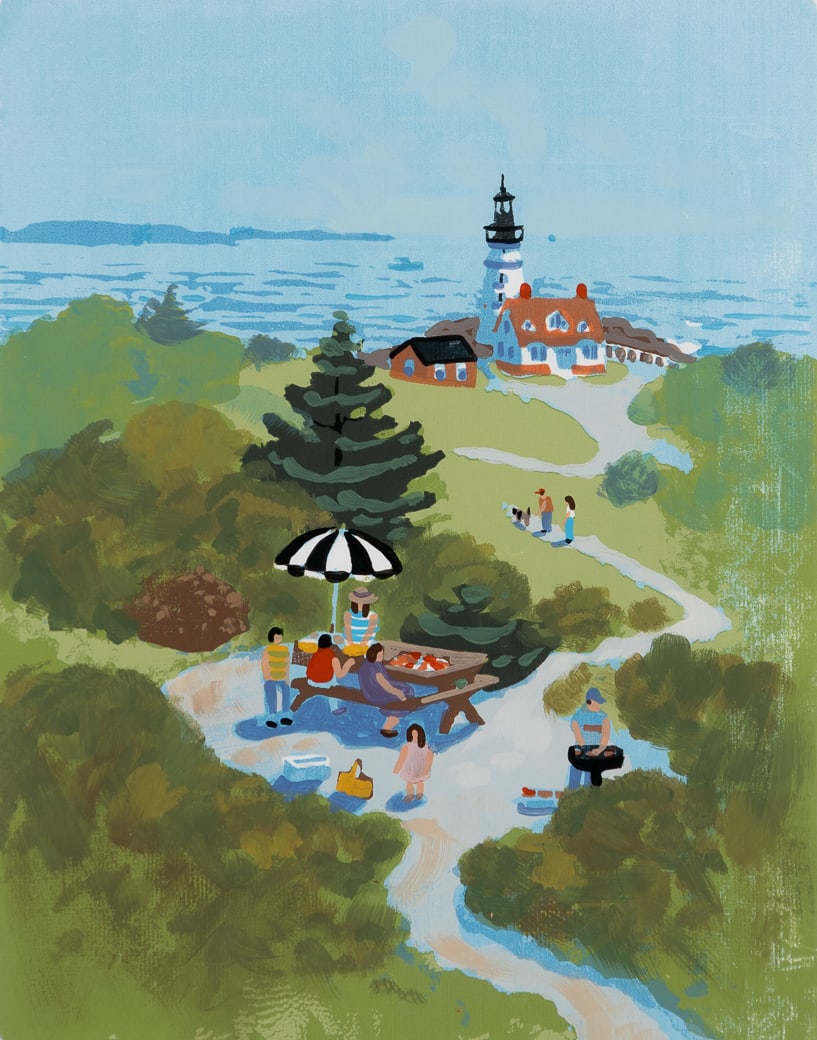 Jon Legere (Am. 1944-1996), "Picnic" , Silkscreen on paper, framed under glass (1 of 9)