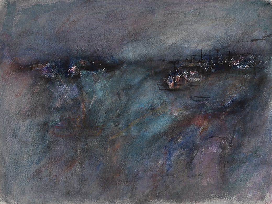 Michael Loew (Am. 1907-1985), Monhegan Harbor, 1980, Watercolor on paper, framed under glass: Michael Loew (Am. 1907-1985) Monhegan Harbor, 1980 Watercolor on paper, framed under glass Unsigned 22 5/16" x 30 3/16" actual, 25 3/4" x 33 1/8" framed Provenance:
