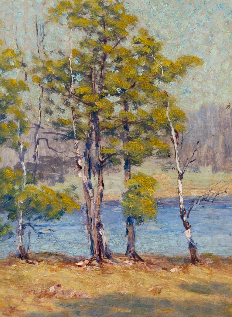 Attributed to Vivien Milner Akers (Am. 1886-1966), Summer Coast, Oil on board, framed (1 of 3)