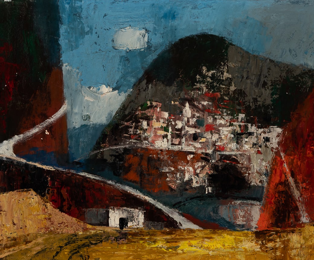 Richard Michael Gorman Powers (Am. 1921-1996), "Taxco" 1955, Oil on board, framed (1 of 5)