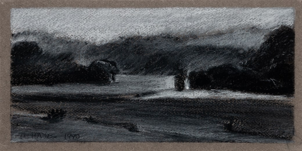 Connie Hayes (Am. 20th/21st Century), Night, 1990, Pastel on paper, framed under glass: Connie Hayes (Am. 20th/21st Century) Night, 1990 Pastel on paper, framed under glass Signed and dated l.l. 5 3/4" x 11 1/2" actual, 12 3/4" x 18" framed Provenance: