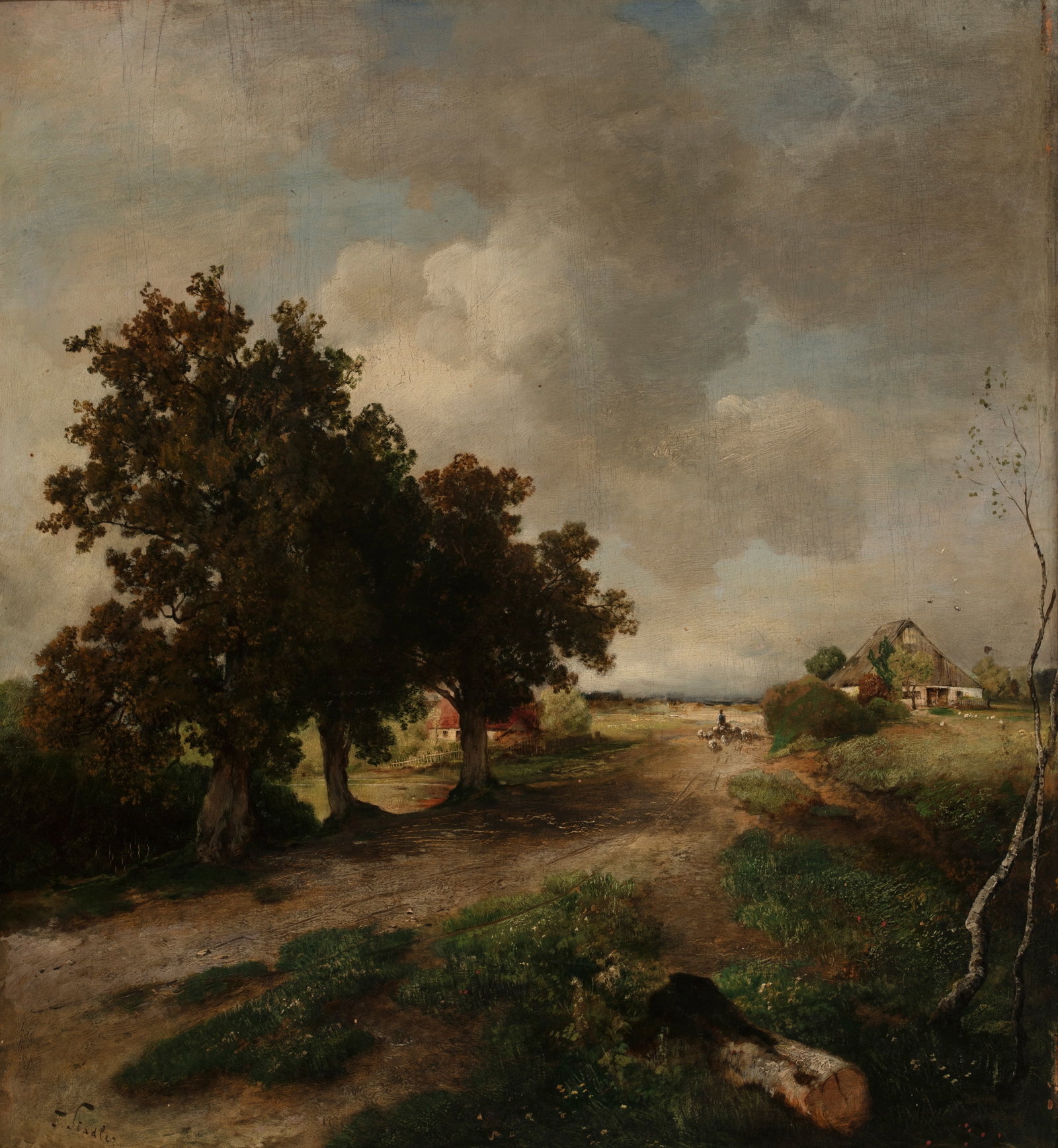 Johann Jakob Stadler (Swiss 1819-1955), Country Scene, Oil on panel, framed (1 of 1)