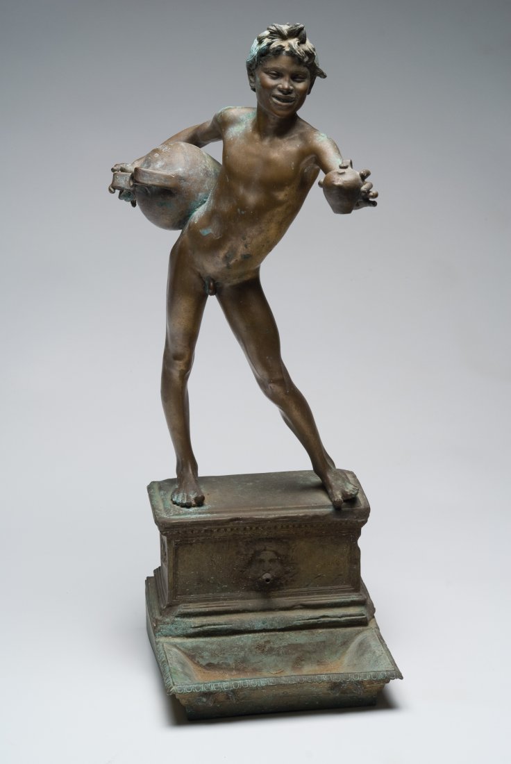 L'Acquaiolo (The Water Boy), A Fountain: Vincenzo Gemito It. 1852–1929 L'Acquaiola (The Water Boy), A Fountain Signed "Gemito" on the urn; "DALLORIGINAL PropTA DEL RE DI NAPOLI S. M. FRANCE CO 11 NAPOLI GEMITO" on the back of the upper par