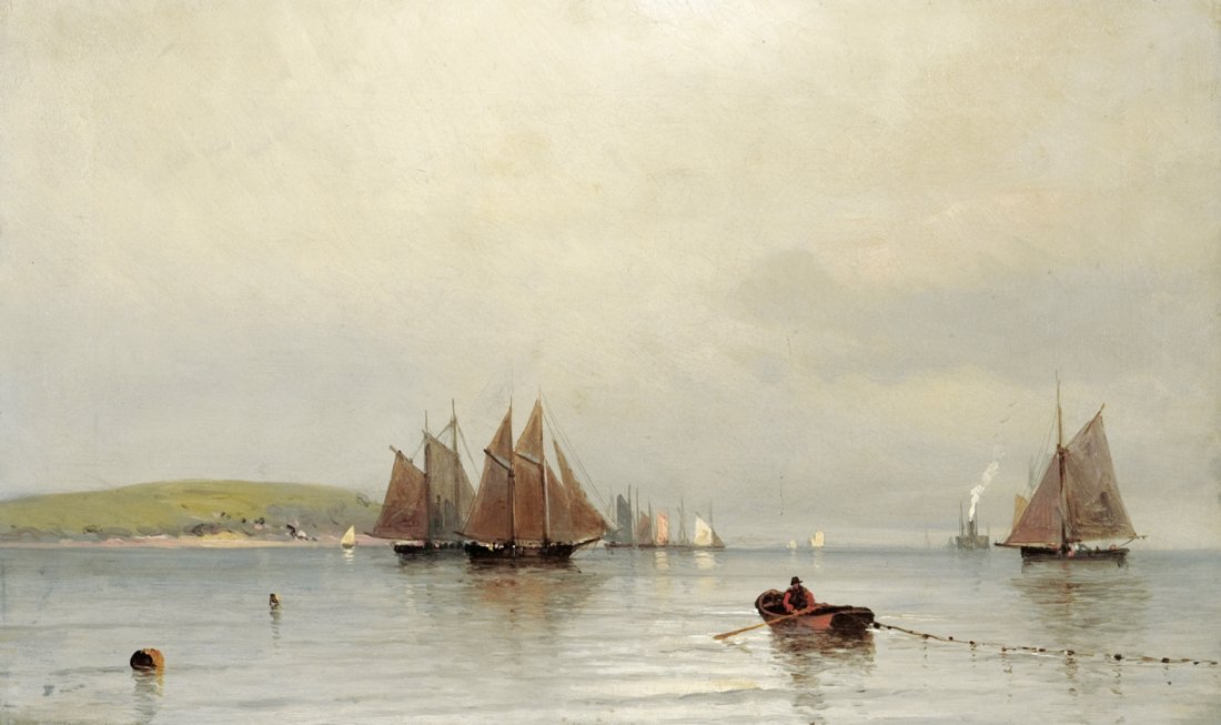 Francis Augustus Silva Afternoon in New York Bay: Francis Augustus Silva Am. 1835–1886 Afternoon in New York Bay OIl on canvas 12 x 20 in. 30.5 x 50.8 cm The distant smokestacks in both oils by Silva illustrated on this page at first appear to repr