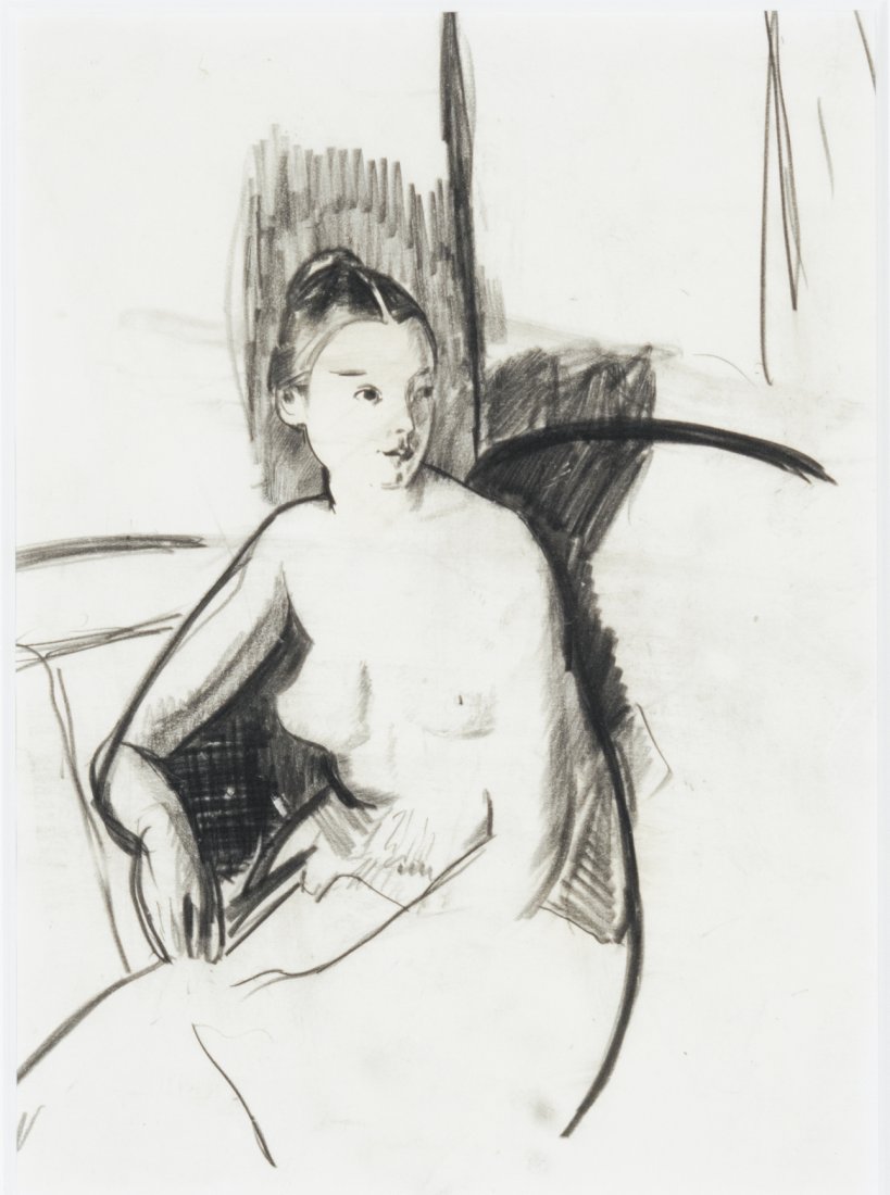 George Bellows Nude: George Bellows Am. 1882–1925 Nude Signed "Geo. Bellows, J.B.B." verso Ink on paper 9 x 6 1/2 in. 22.9 x 16.5 cm *signed by the artist's daughter Jean Bellows Booth, verso label verso: H.V. Allison &