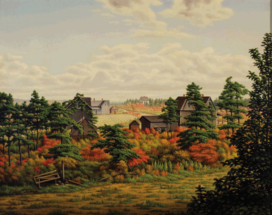 Levi Wells Prentice Am. 1851–1935: The Farm in Autumn Signed "L.W. Prentice" l.l. Oil on canvas 16 x 20 in. 40.6 x 50.8 cm Property from a prominent American collection Sotheby's, New York, Auction, September 14, 1995 To the current ow