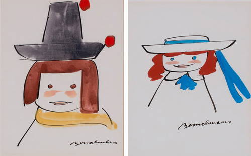 Ludwig Bemelmans: Ludwig Bemelmans Aus. 1898–1962 Madeline and Pepito Signed "Bemelmans" l.r. Ink and gouache 9 1/8 x 7 1/8 in. 23.2 x 18.1 cm Good condition, good appearance, not examined out of frame THE ESTIMATE I