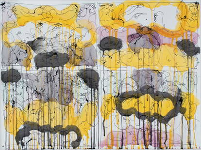 Norman Bluhm: Norman Bluhm Am. 1921–1988 Abstract With Yellow Signed and dated Bluhm 87 l.c. Watercolor 22 x 39 in. 55.9 x 99.1 cm