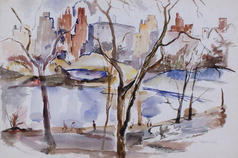 William Meyerowitz - Central Park, ca.1930: William Meyerowitz Am. 1887–1901 Central Park, ca.1930 Signed "Wm Meyerowitz" l.r. Watercolor 14 1/2 x 21 1/2 in. sight 36.8 x 54.6 cm sight Property of a Connecticut collector Provenance: Joan Whal