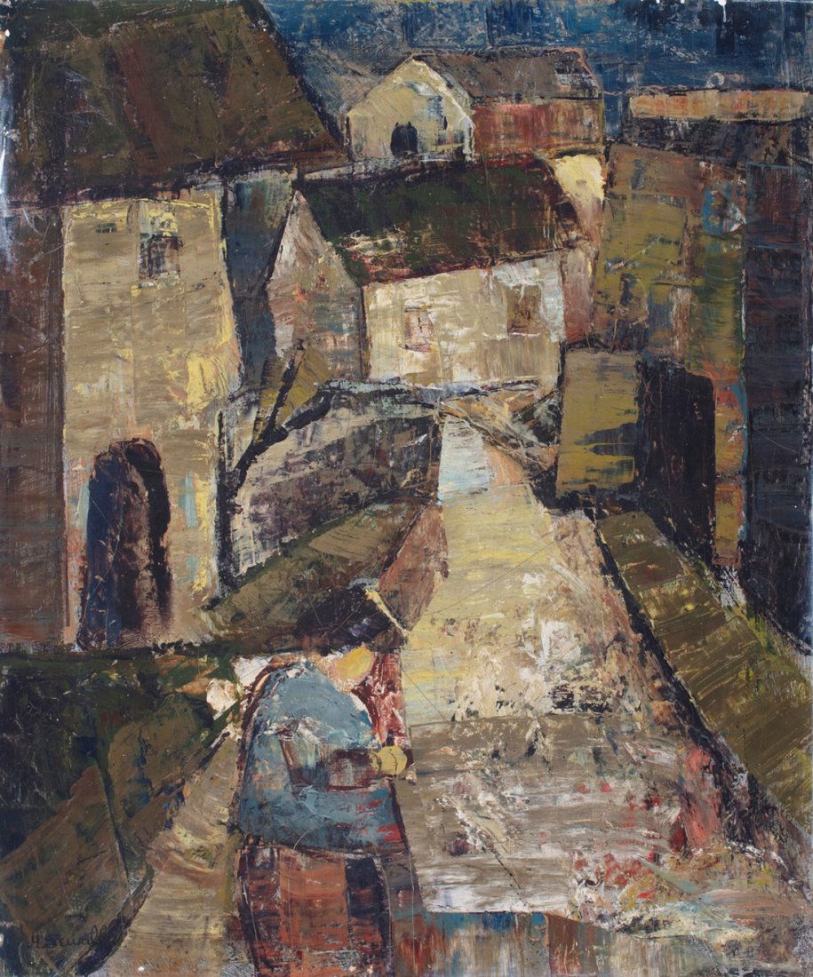 Howard Sewall -  Townscape with Seated Figure (1 of 2)