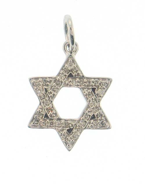 14K White Gold Star of David Pendant; 9pts Diamonds 9p: 14K White Gold Star of David Pendant; 9pts Diamonds 9pts