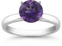 Amethyst 0.70 Ct Solitaire Ring 10kt White Gold: Amethyst 0.70 Ct Solitaire Ring 10kt White Gold wt/gr2.2 Round/6mm