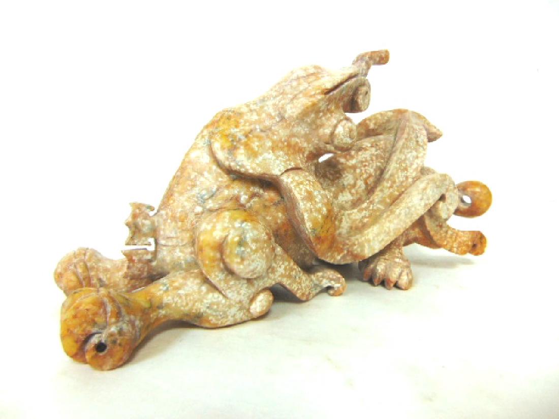 HAND CARVED CHINESE SOAPSTONE LIZARD DRAGON STATUE (1 of 4)