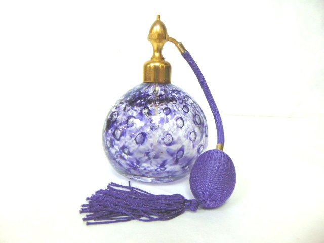 VINTAGE FRENCH ART GLASS PERFUME BOTTLE & ATOMIZER (1 of 4)
