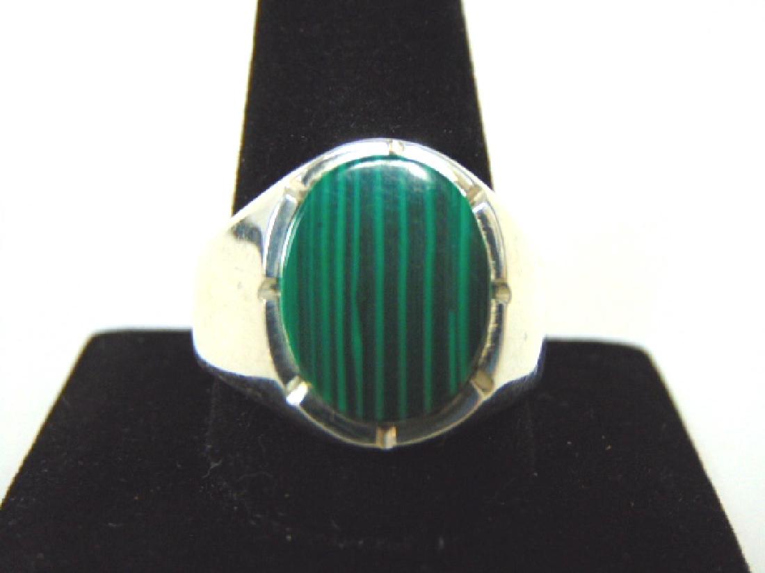 Mens Sterling Silver Ring w/ Malachite (1 of 4)