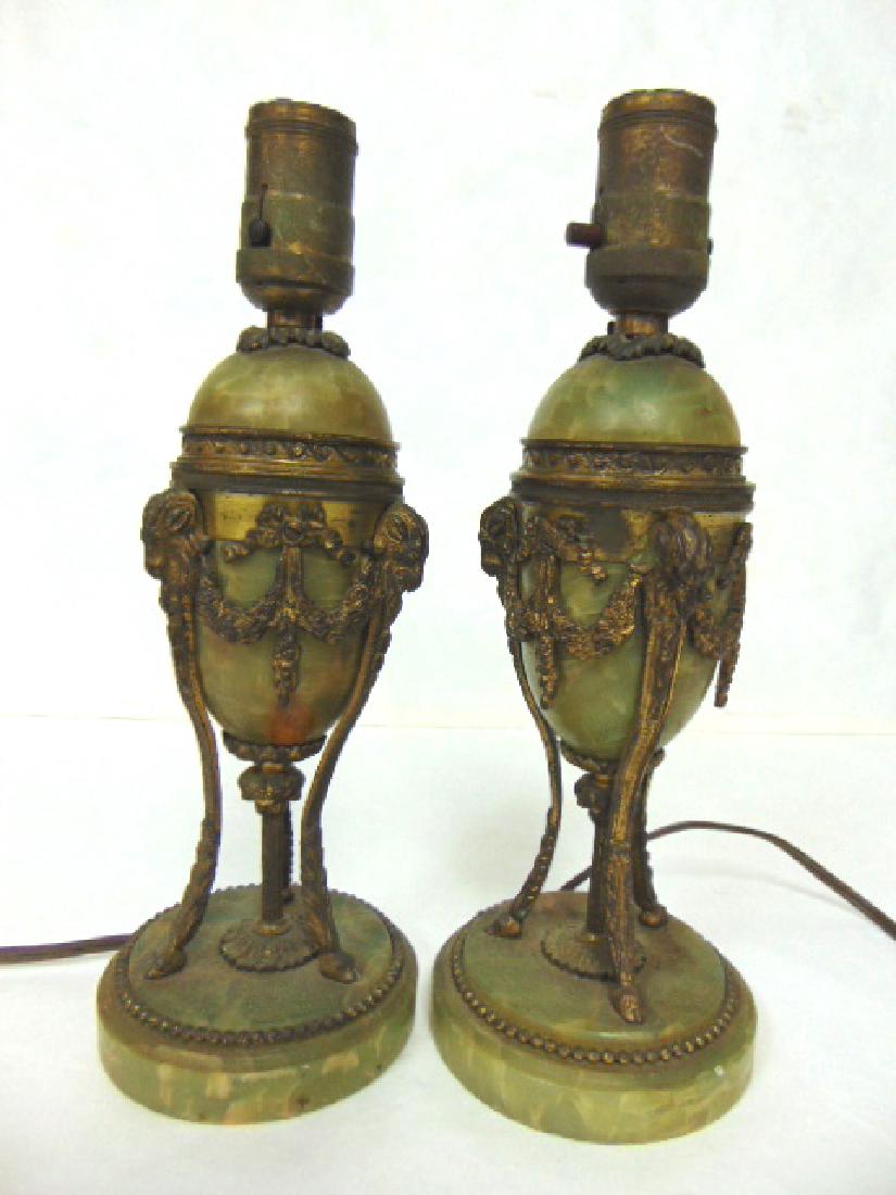 PR OF ANTIQUE ONYX BOUDOIR TABLE LAMPS (1 of 4)