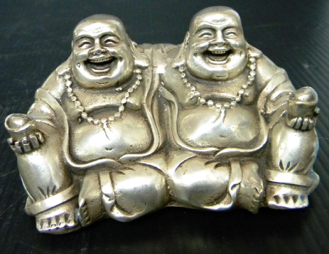 CHINESE WHITE BRONZE DOUBLE BUDDHA STATUE (1 of 2)