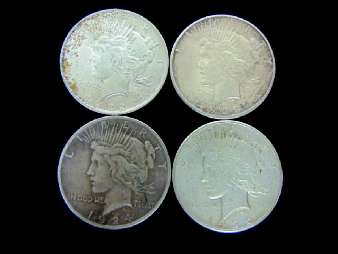 LOT OF (4) 1922-1925 PEACE SILVER DOLLAR COINS (1 of 2)