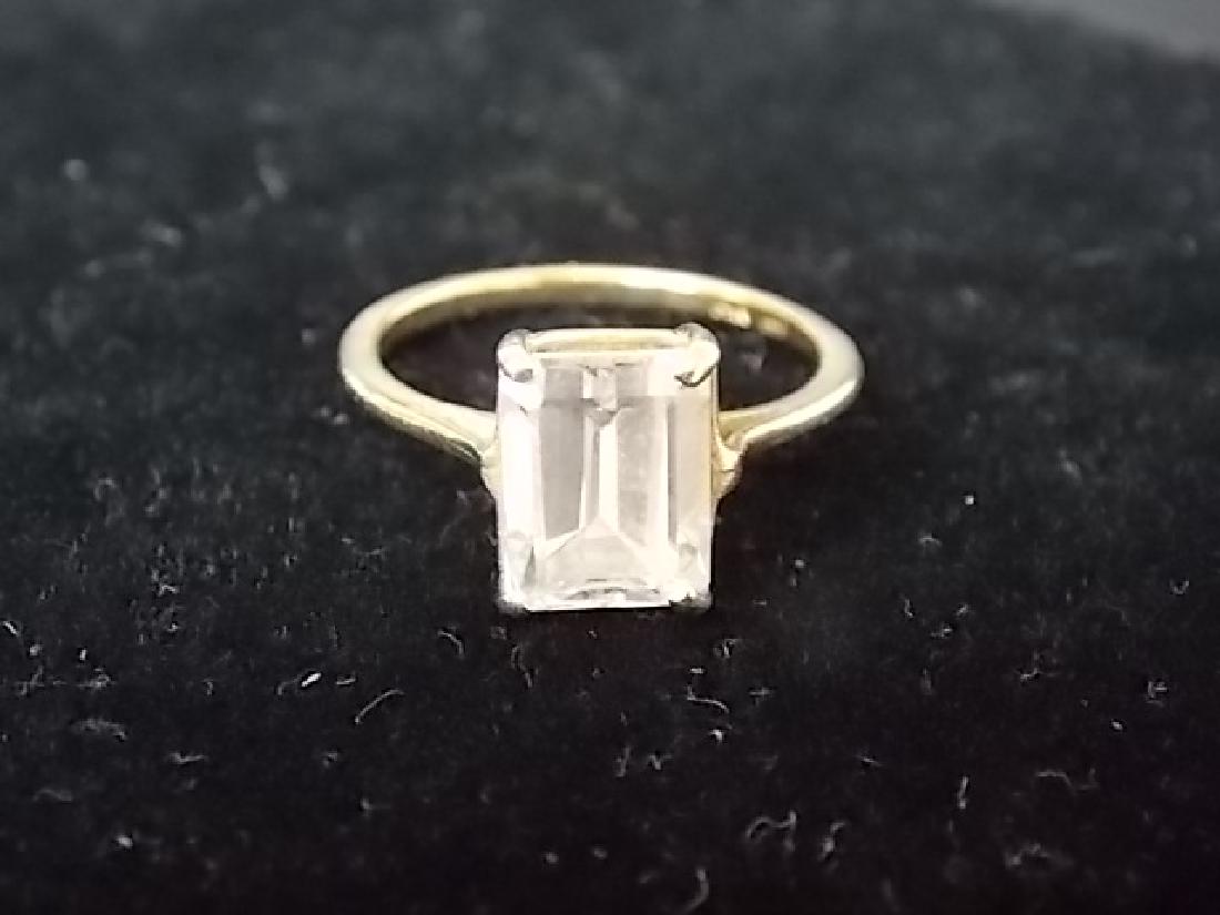 WOMENS VINTAGE 14K GOLD RING W/ SWAROVSKI CRYSTAL, 3.1g (1 of 2)