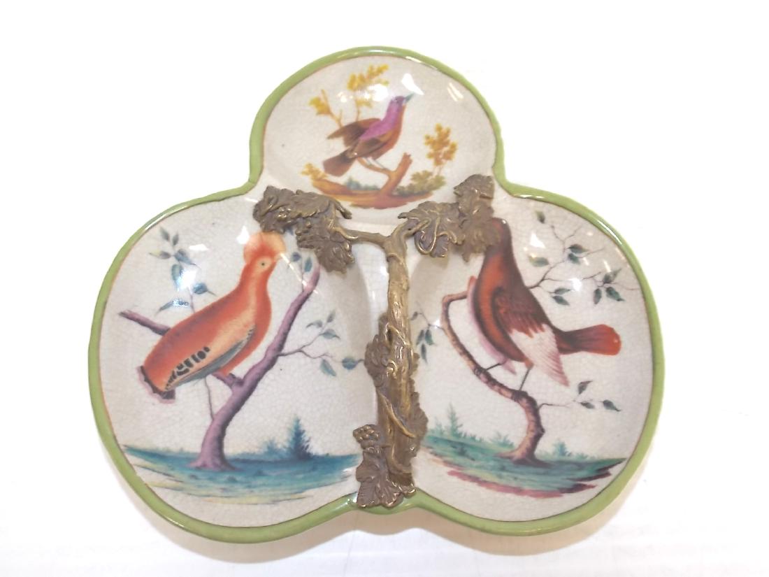ART NOUVEAU STYLE PORCELAIN & BRONZE BIRD CANDY DISH (1 of 3)