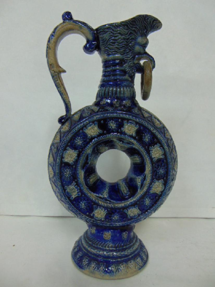 ANTIQUE SALT GLAZE COBALT STONEWARE PITCHER EWER (1 of 10)
