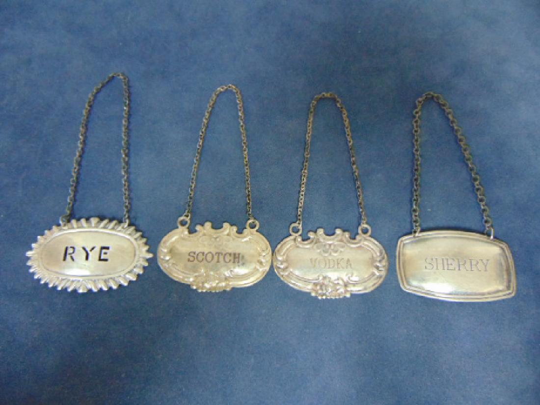 VINTAGE .925 STERLING SILVER LIQUOR DECANTER TAGS (1 of 5)
