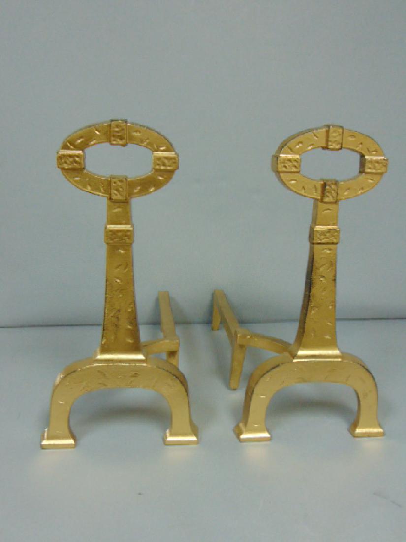 PR OF ANTIQUE FRENCH VICTORIAN STYLE CAST IRON ANDIRONS (1 of 4)