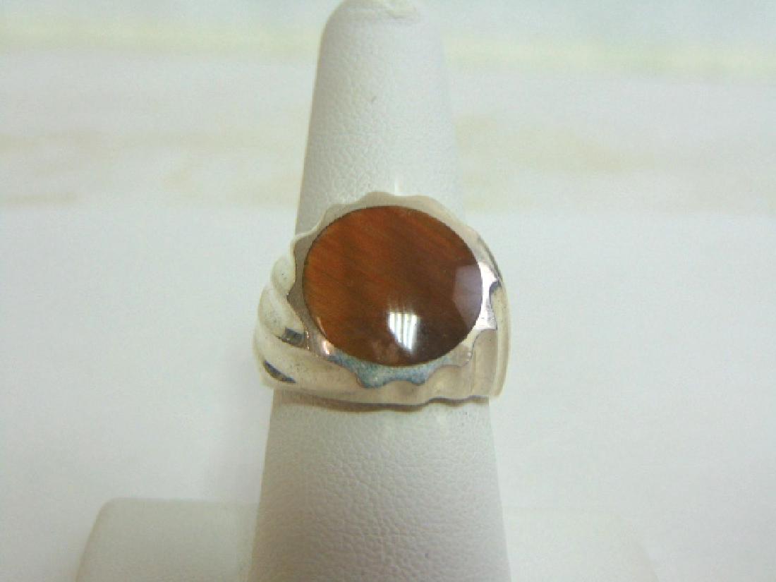 Mens Vintage Estate Sterling Silver Ring w/ Cats Eye (1 of 5)