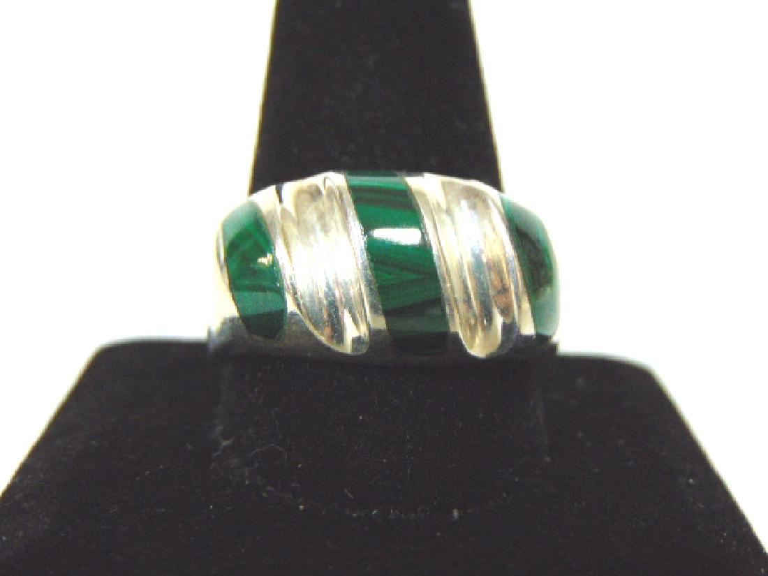 Mens Sterling Silver Ring w/ Malachite (1 of 4)