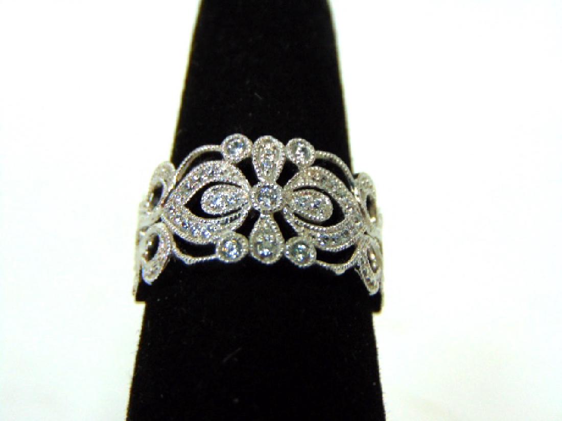 Womens Sterling Silver .925 Filigree Ring w/ CZ Stones (1 of 6)