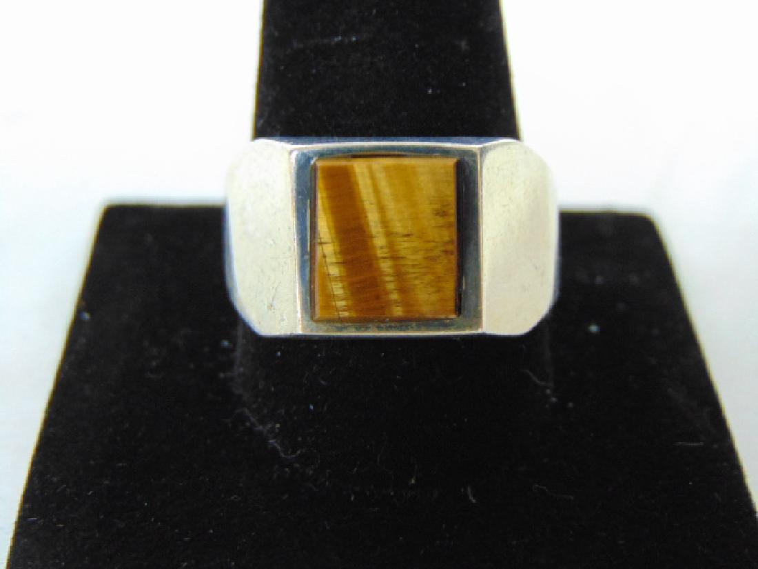 Mens Vintage Estate Sterling Silver Ring w/ Cats Eye (1 of 4)