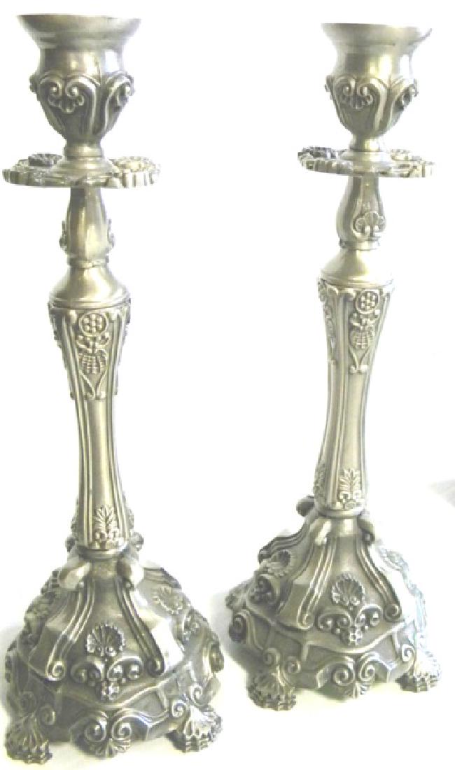 DECORATIVE KARSHI JERUSALEM PEWTER CANDLESTICKS (1 of 4)