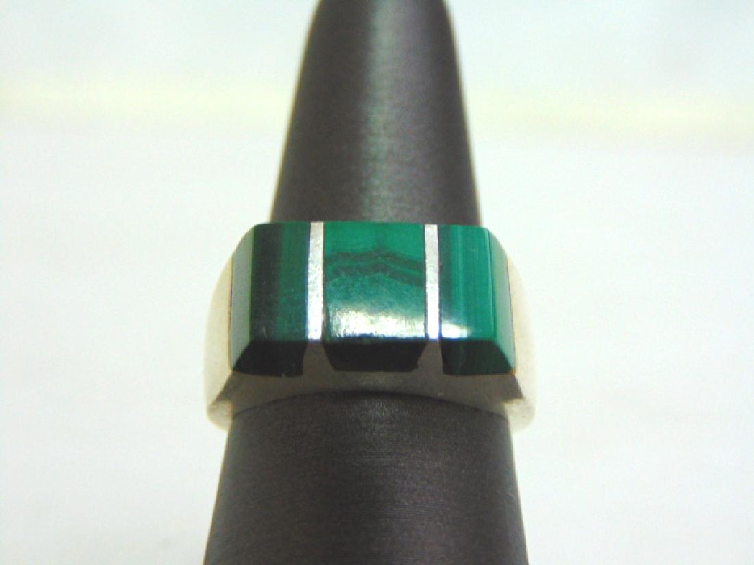 Mens Estate Sterling Silver Ring w/ Malachite 13.8g (1 of 5)