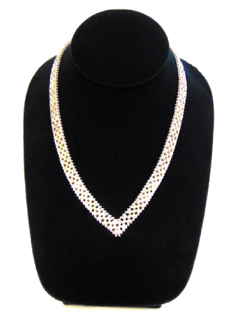 SIGNED FANCY CHEVRON MESH 18" STERLING SILVER NECKLACE (1 of 3)