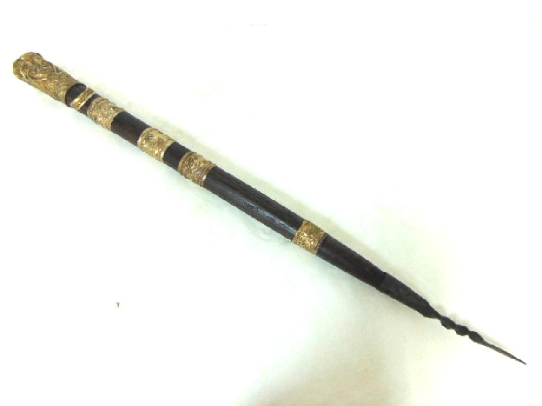ANTIQUE ROSEWOOD & SILVER ? SPEAR SWAGGER STICK (1 of 4)