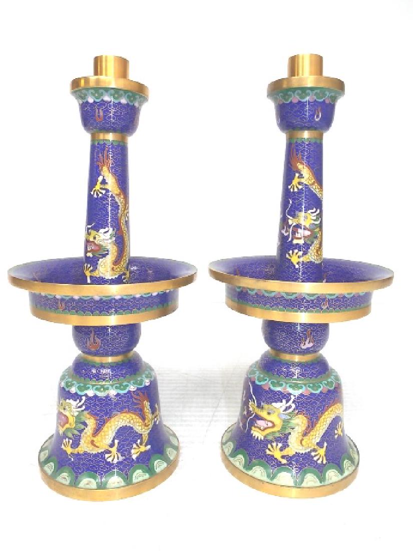 Chinese Asian Cloisonne Dragon Candlestick Holders (1 of 6)