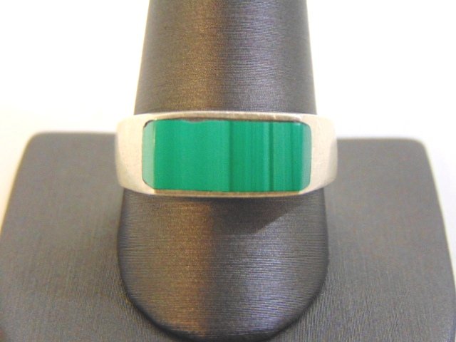Mens Sterling Silver Malachite Ring (1 of 5)