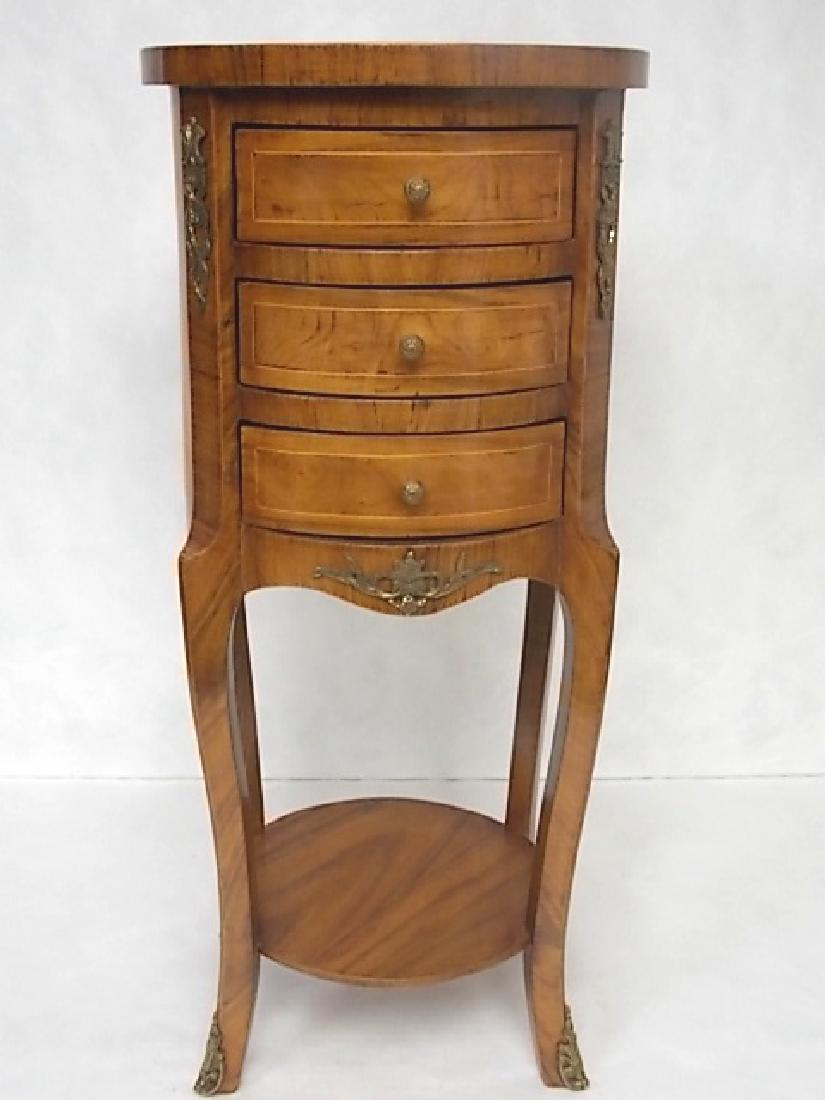 ANTIQUE MAHOGANY & BURL 3 DRAWER SEWING NIGHT STAND (1 of 5)